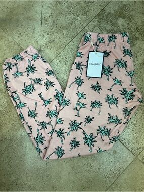 Lauren Moshi Pink Palm Tree Jogger Pants